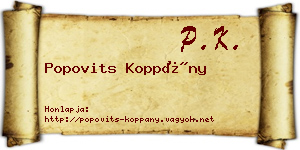Popovits Koppány névjegykártya